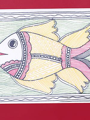 madhubani handmade painting wooden glass frame - 14348759 - Standard Image - 4