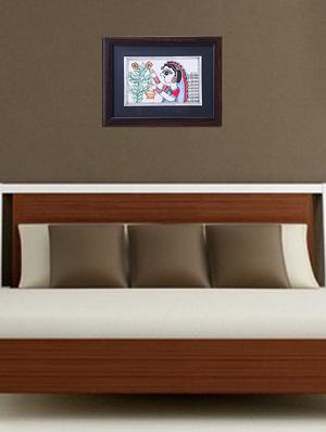 madhubani handmade painting wooden glass frame - 14348772 - Standard Image - 2