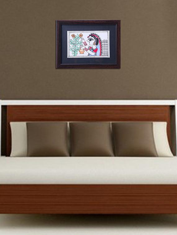 madhubani handmade painting wooden glass frame - 14348772 - Zoom Image - 2