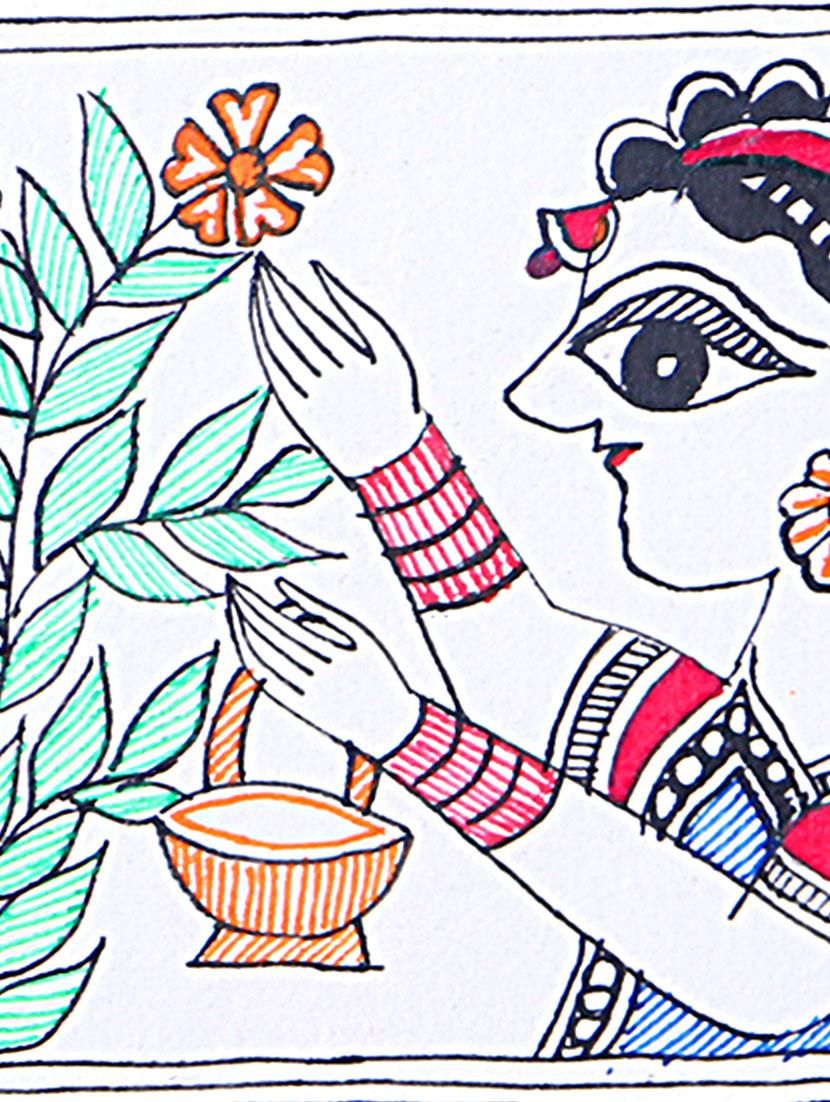 madhubani handmade painting wooden glass frame - 14348772 - Zoom Image - 4