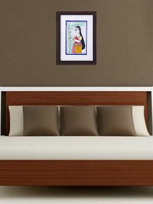 madhubani handmade painting wooden glass frame - 14348776 - Standard Image - 2
