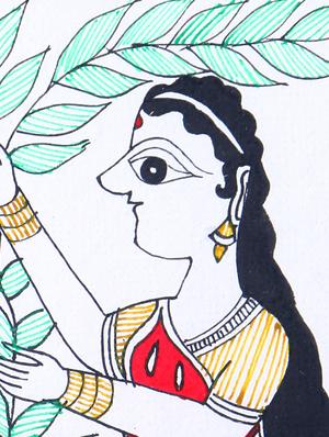 madhubani handmade painting wooden glass frame - 14348776 - Standard Image - 4