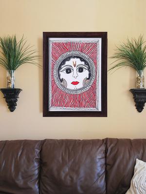 madhubani handmade painting wooden glass frame - 14348783 - Standard Image - 2
