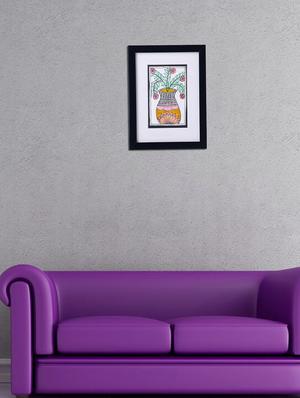 madhubani handmade painting wooden glass frame - 14348787 - Standard Image - 2