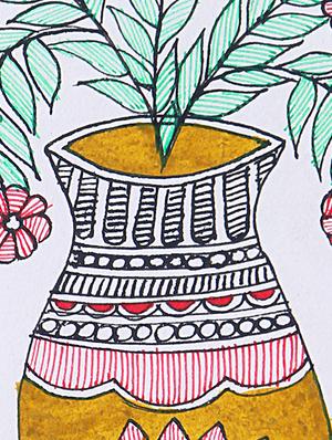 madhubani handmade painting wooden glass frame - 14348787 - Standard Image - 4