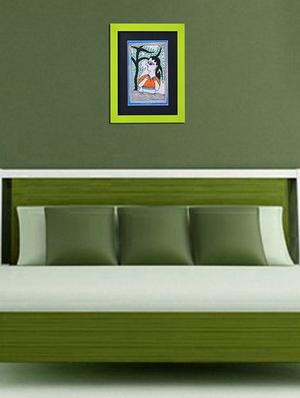 madhubani handmade painting wooden glass frame - 14348788 - Standard Image - 2