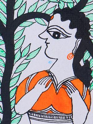 madhubani handmade painting wooden glass frame - 14348788 - Standard Image - 4