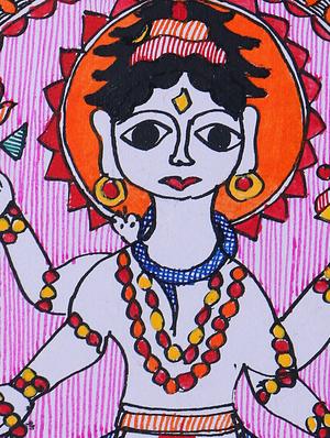 madhubani handmade painting wooden glass frame - 14348789 - Standard Image - 4