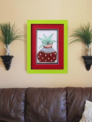 madhubani handmade painting wooden glass frame - 14348791 - Standard Image - 2