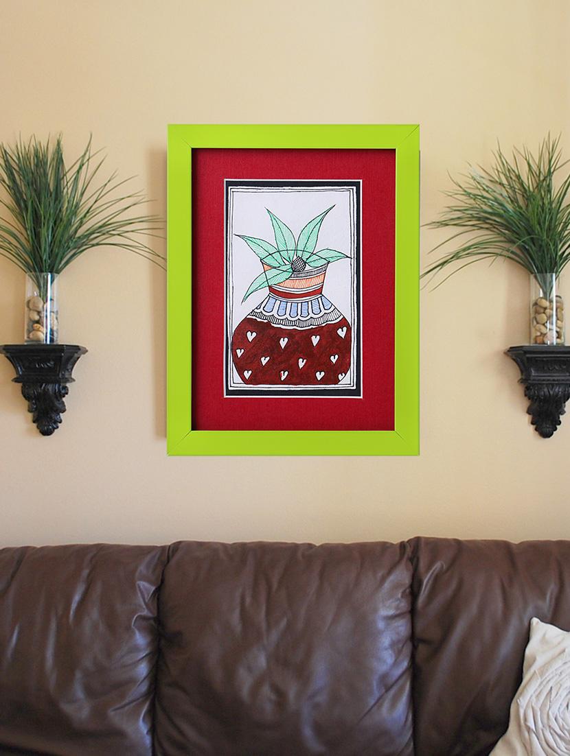 madhubani handmade painting wooden glass frame - 14348791 - Zoom Image - 2
