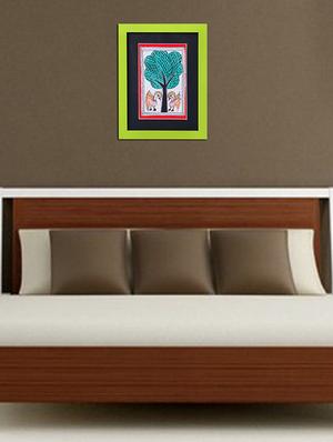 madhubani handmade painting wooden glass frame - 14348800 - Standard Image - 2
