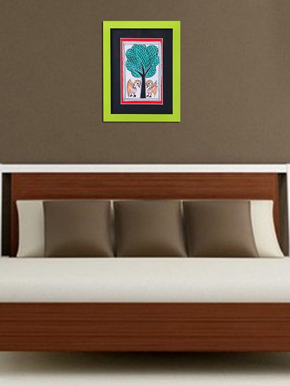 madhubani handmade painting wooden glass frame - 14348800 - Zoom Image - 2