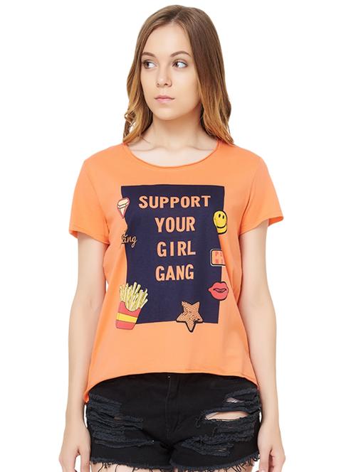 orange cotton casual tee - 14348990 - Very Small Image - 1