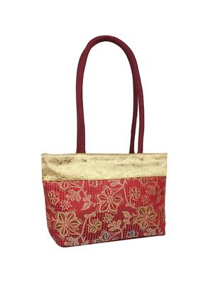 maroon silk handbag - 14349310 - Standard Image - 4