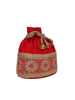 red silk ethnic potli - 14349317 - Standard Image - 4