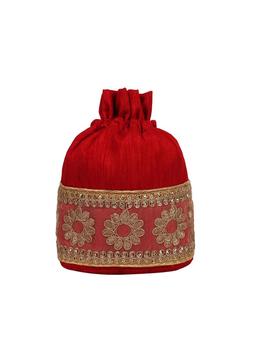 red silk ethnic potli - 14349317 - Zoom Image - 2