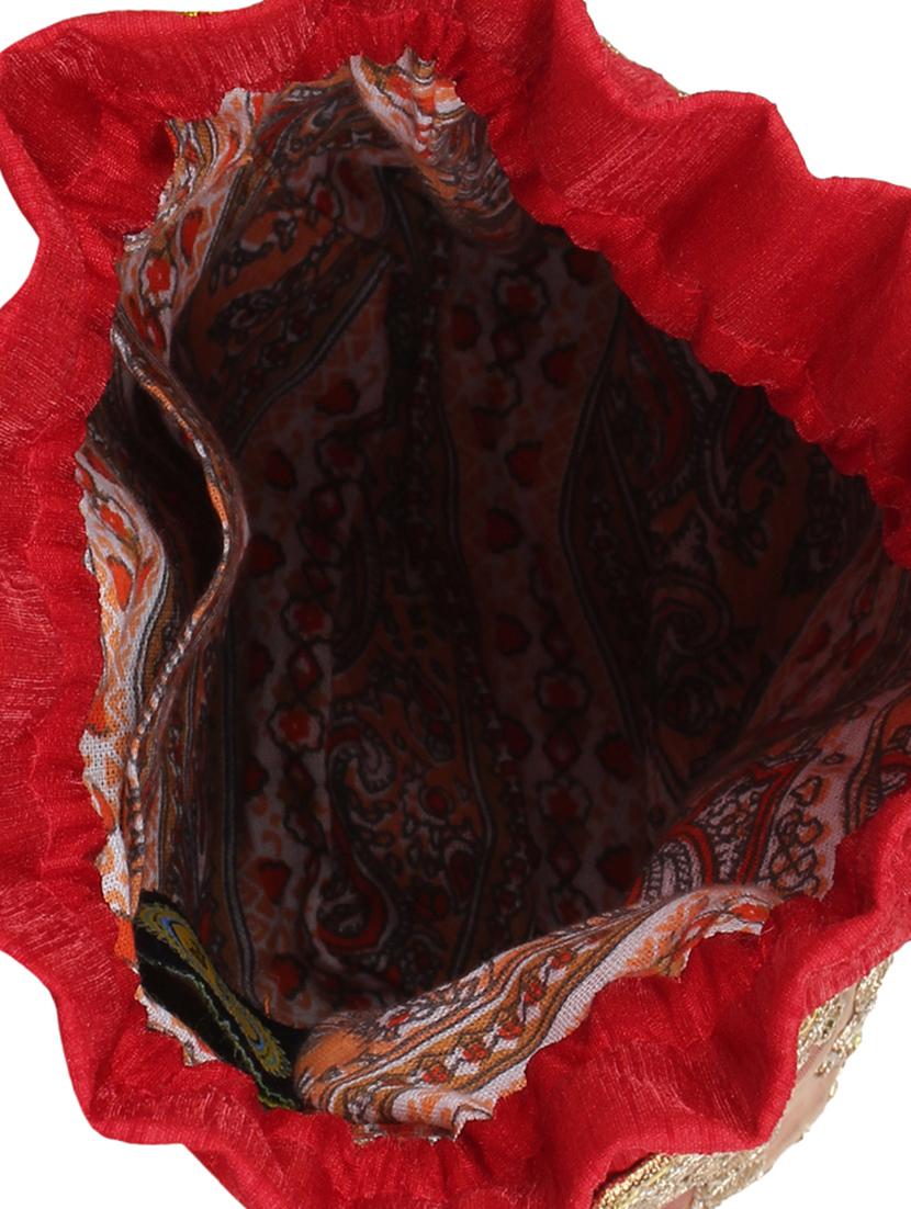 red silk ethnic potli - 14349317 - Zoom Image - 3