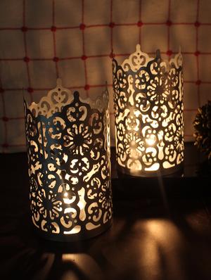 hosley set of 2 black-gold metal sleeve - with free 6 unscented tealights - 14350112 - Standard Image - 3