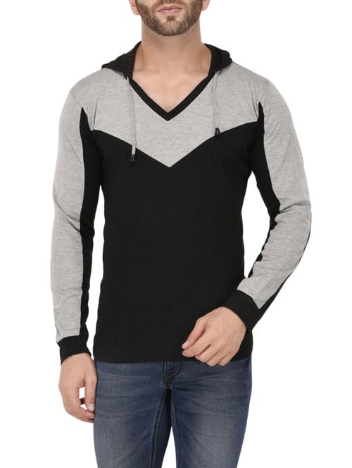black cotton color block t-shirt - 14350156 - Standard Image - 1
