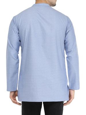 blue cotton short kurta - 14351323 - Standard Image - 3