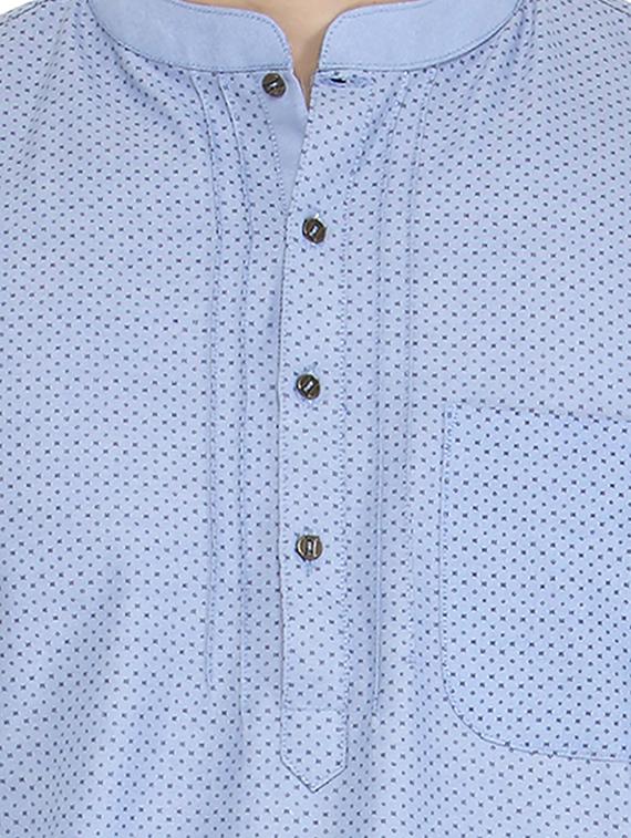 blue cotton short kurta - 14351323 - Zoom Image - 4