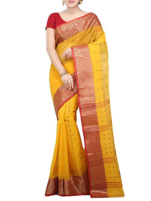 Zari bordered tant saree - 14351398 - Standard Image - 1