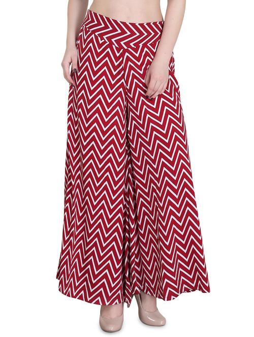 red crepe casual palazzo - 14351829 - Standard Image - 1