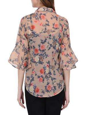 floral bell sleeved sheer shirt - 14352818 - Standard Image - 3