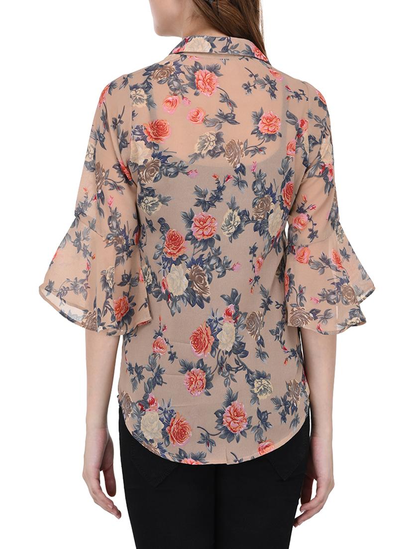 floral bell sleeved sheer shirt - 14352818 - Zoom Image - 3