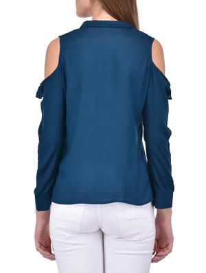 blue viscose regular shirt - 14352826 - Standard Image - 3