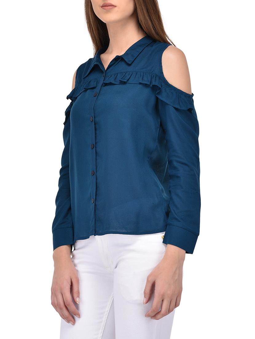 blue viscose regular shirt - 14352826 - Zoom Image - 2
