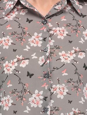grey floral printed regular shirt - 14352829 - Standard Image - 4
