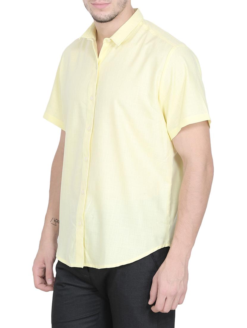 yellow cotton casual shirt - 14352946 - Zoom Image - 2
