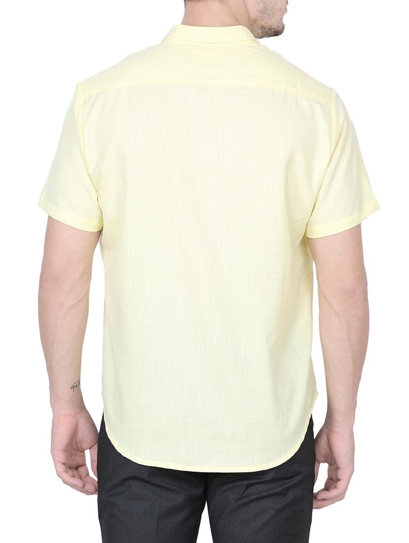 yellow cotton casual shirt - 14352946 - Zoom Image - 3