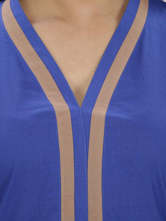 blue cotton straight kurta - 14354166 - Zoom Image - 4