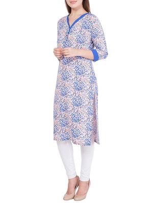 blue crepe straight kurta - 14354393 - Standard Image - 2