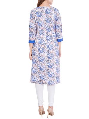 blue crepe straight kurta - 14354393 - Standard Image - 3
