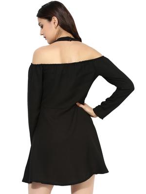 cold shoulder halter neck dress - 14354724 - Standard Image - 3