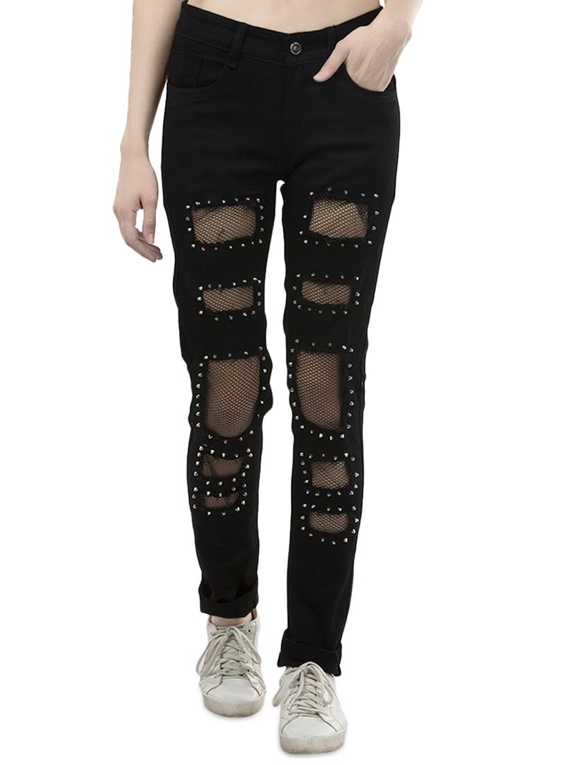 black damaged denim jeans - 14356032 - Zoom Image - 1