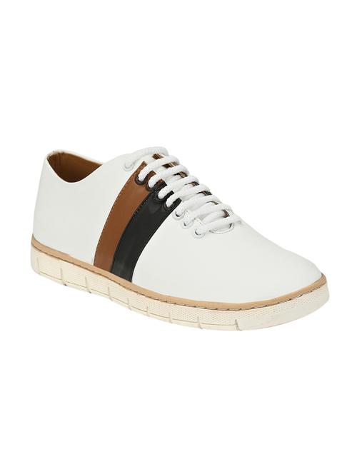 white leatherette lace up sneaker - 14359198 - Standard Image - 1