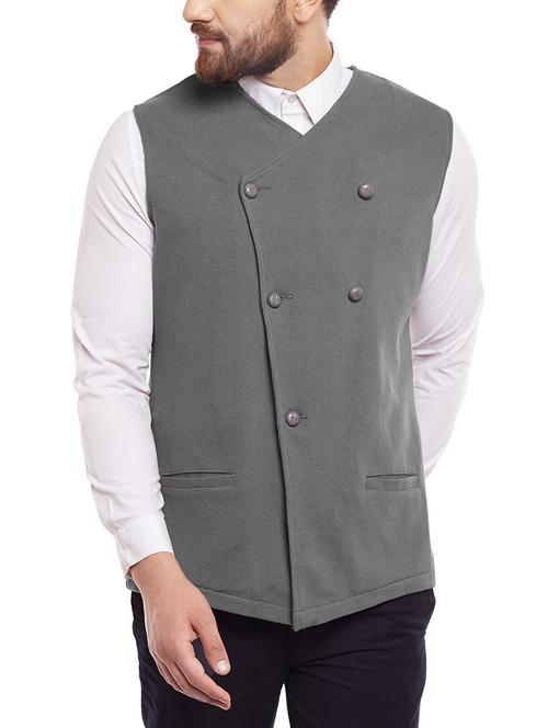 grey cotton waist coat - 14361022 - Standard Image - 1