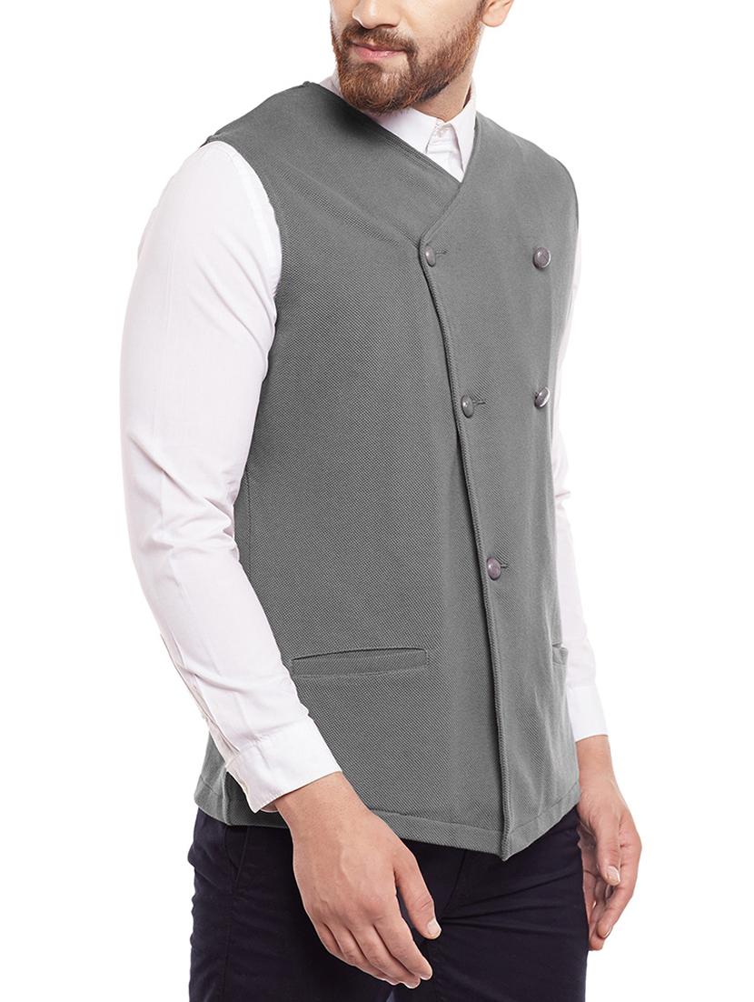 grey cotton waist coat - 14361022 - Zoom Image - 2
