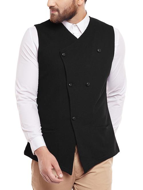black cotton waist coat - 14361025 - Standard Image - 1
