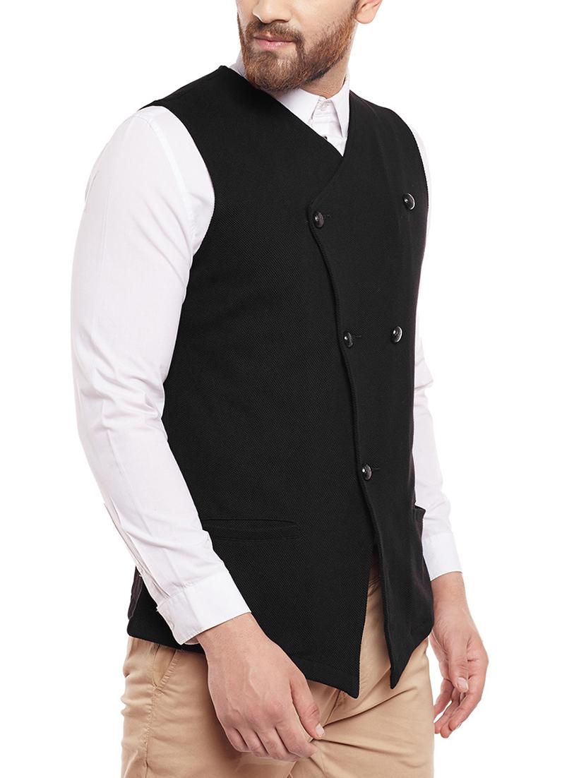 black cotton waist coat - 14361025 - Zoom Image - 2