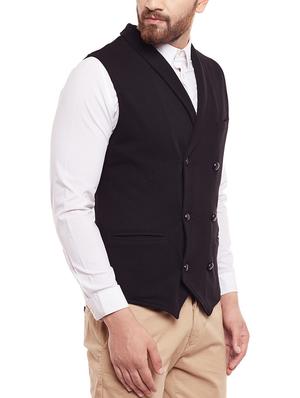 black cotton waist coat - 14361026 - Standard Image - 2