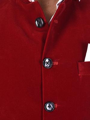 red velvet nehru jacket - 14361372 - Standard Image - 4