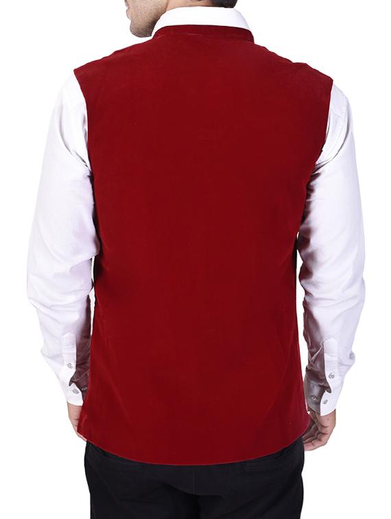 red velvet nehru jacket - 14361372 - Zoom Image - 3