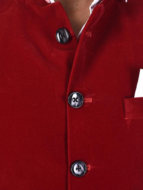 red velvet nehru jacket - 14361372 - Zoom Image - 4