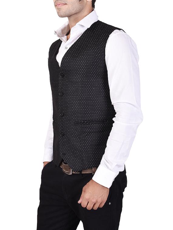 black cotton waist coat - 14361382 - Zoom Image - 2