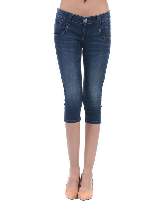 solid blue denim capri - 14361782 - Very Small Image - 1